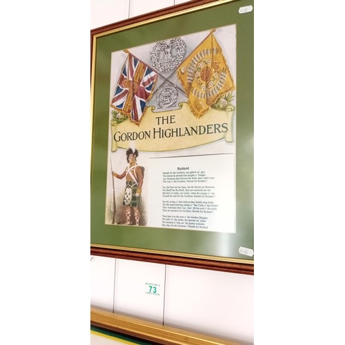 73 - Framed Bydand Gordon Highlanders  tapestry & 1 other