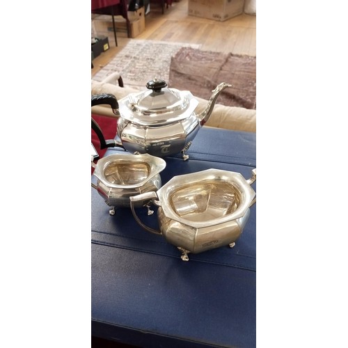 103 - Sterling silver hallmarked 3-piece tea-set RF Mosley & Co. Sheffield 1926 1358g approx. (total).