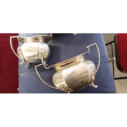 103 - Sterling silver hallmarked 3-piece tea-set RF Mosley & Co. Sheffield 1926 1358g approx. (total).