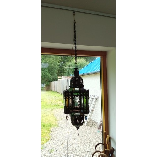 238 - Moroccan ceiling pendant light with colourful glass