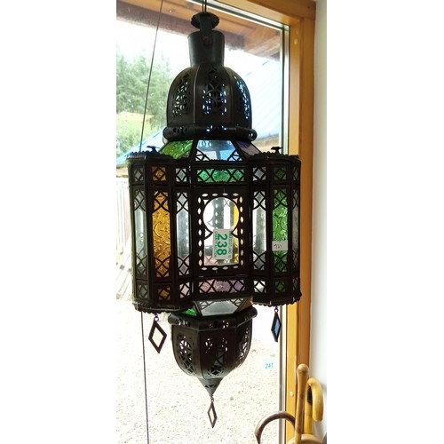 238 - Moroccan ceiling pendant light with colourful glass