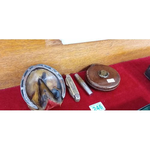 246 - Horse hoof, penknife, tape measure & more