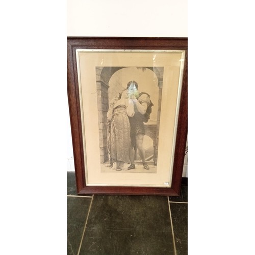 267 - 4 oak framed prints / etchings 'My Boy', 'The Huntsman's Pet', 'Whisper of Love', 'Wedded'.