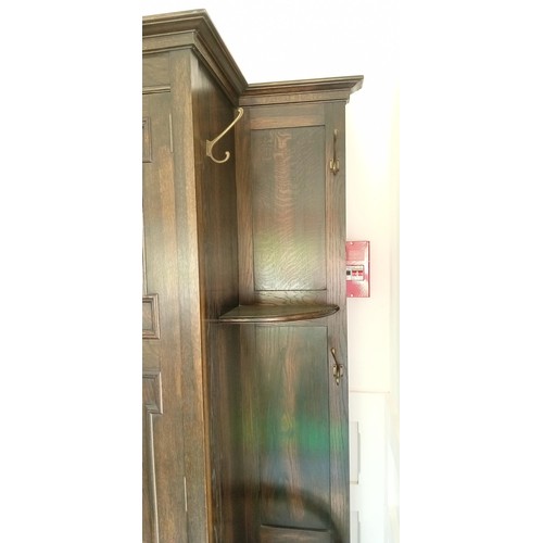 268 - Large hallway coat & umbrella stand with single wardrobe door plus 2 vintage coffee tables and a cha... 