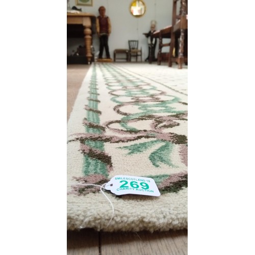 269 - Large cream and Green modern Rug 366x282cm approx.