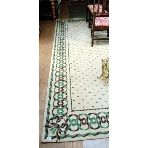 269 - Large cream and Green modern Rug 366x282cm approx.