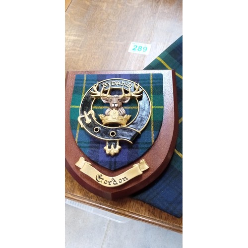 289 - Gordon Highlanders whisky 70cl 40% proof with letter opener & crest shield