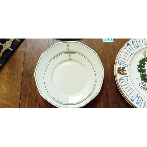 290 - Selection of Gordon Highlanders commemorative plates, mess bowl and side plate