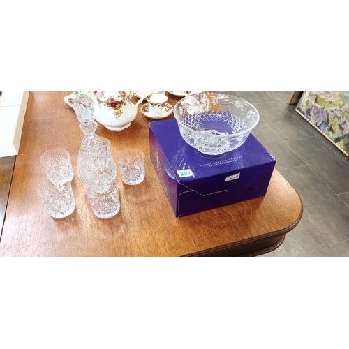 291 - Edinburgh crystal bowl in original box, crystal decanter with 5 glasses