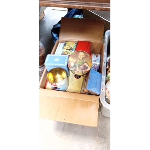 292 - 3 boxes of mixed Chinaware and vintage tins