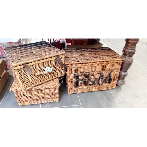 294 - 3 wicker picnic baskets, some contents, 1 Fortnum & Mason