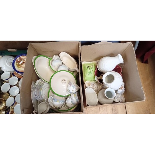 295 - 4 boxes of mixed China and glass ware