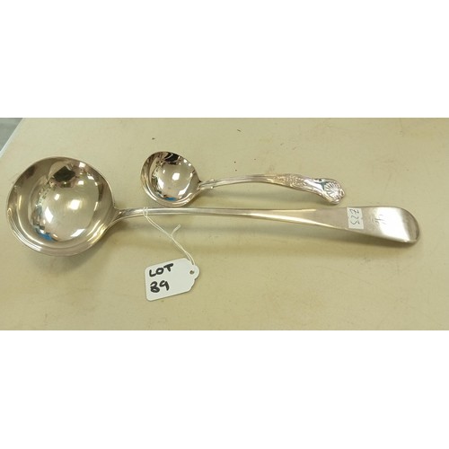 89 - 2 Silver plated ladles, 1 by Walker & Hall.