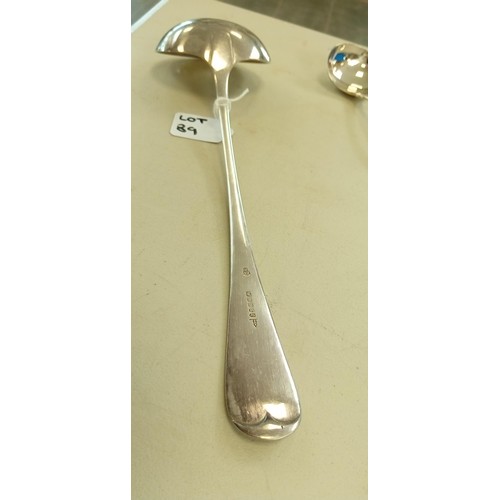 89 - 2 Silver plated ladles, 1 by Walker & Hall.