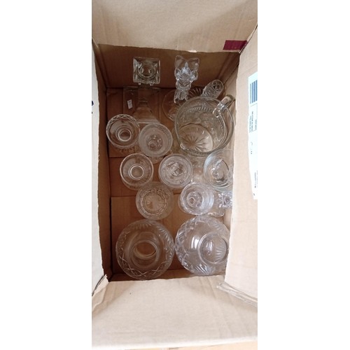 299 - 3 boxes of crystal, ornaments & vases