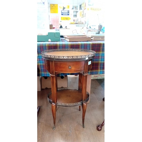 303 - French Louis XVI style with brass gallery accent table