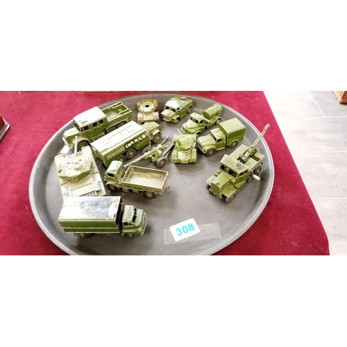 308 - Selection of vintage Army Dinky toys