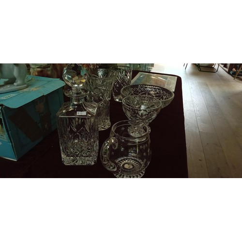 322 - Selection of crystal items decanter, vases, etc.