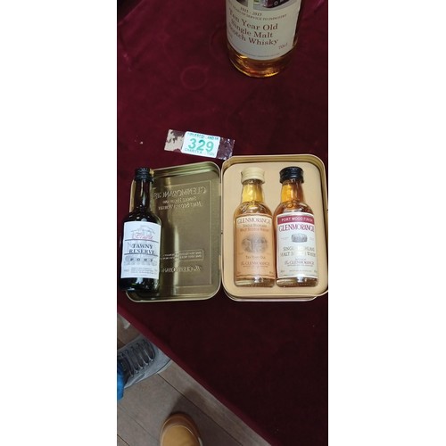 329 - William Nicol Aberdeen Ltd 10-year-old single malt whisky, Glenmorangie miniatures, miniature Port