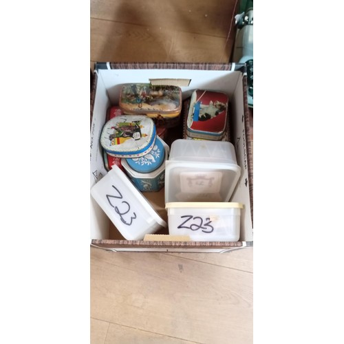 339 - Royal typewriter, collectible tins & bar mats