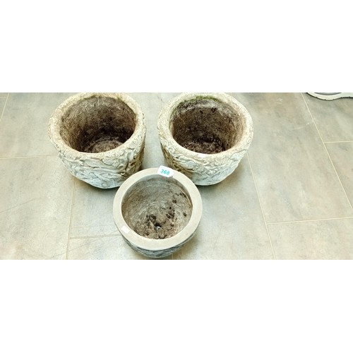 368 - Pair of circular plant pots & 1 other