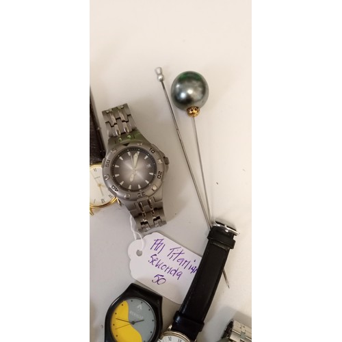 8 - Selection of vintage watches and hatpins