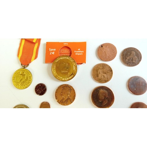 23 - Selection of medals and coins to include euros etc