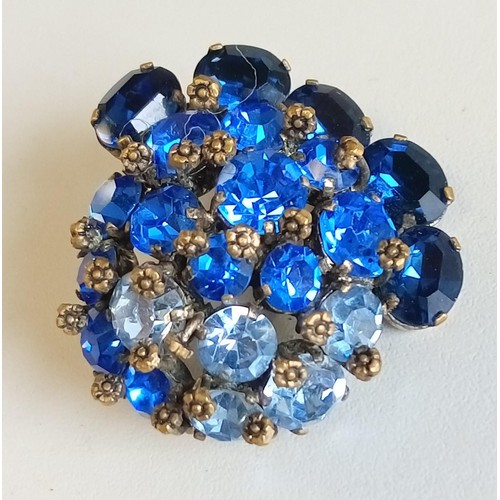 62 - Vintage brooch with lovely blue stones