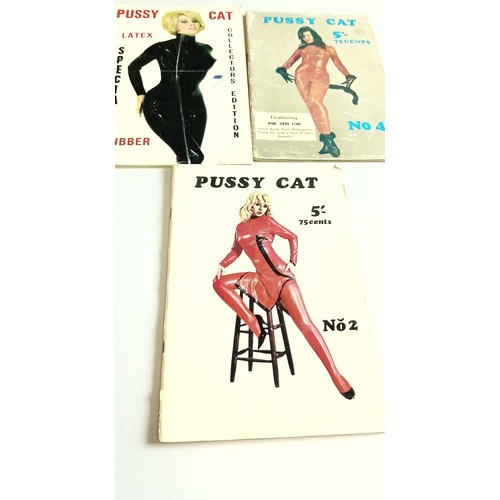 68 - 3 Vintage erotica fettish Pussy Cat magazines no's 2, 4 & collectors edition