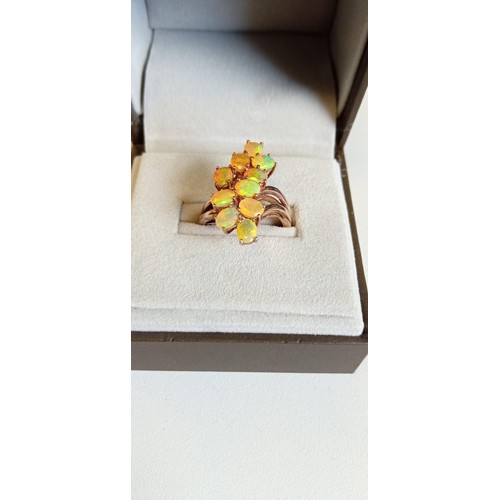 91 - Opal ring rose gold on silver hallmarked 925 STS