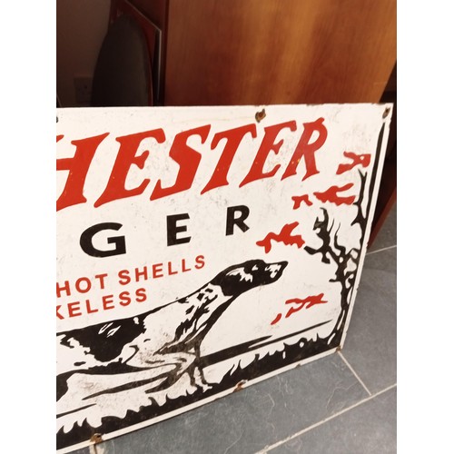 65 - Vintage enamel sign Winchester Ranger Shotgun Shells Advertising sign very rare 122x61cm approx.