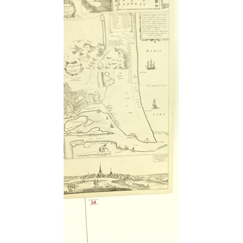 34 - Vintage lithograph Abredonie (Aberdeen) map