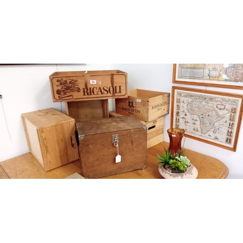 59 - Selection of vintage wooden boxes and wine crates