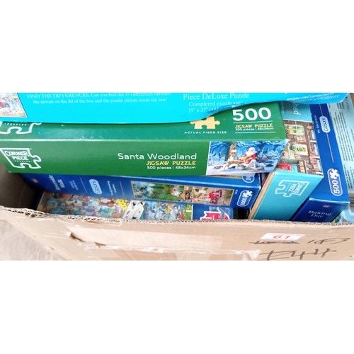 61 - Box of jigsaws plus 2 boxes of books