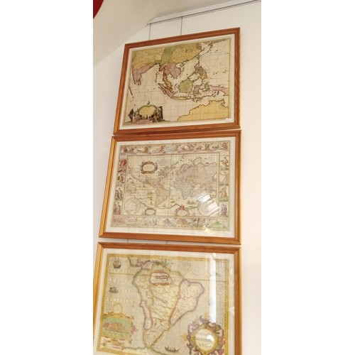 63 - 5 Framed vintage maps of different continents