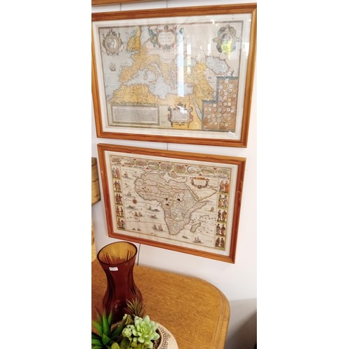 63 - 5 Framed vintage maps of different continents