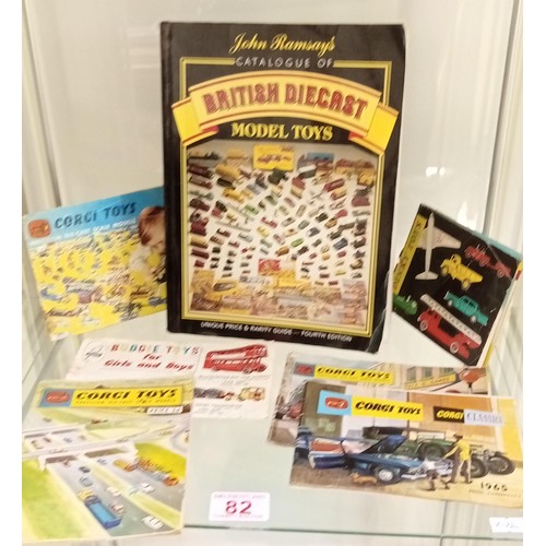 82 - John Ramsay's catalogue of British Die cast model toys and selection of vintage Corgi & Dinky toy br... 