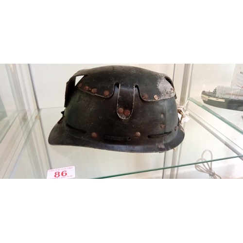 86 - Vintage miners' helmet with original lining