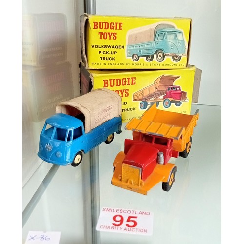 95 - Budgie Toys Volkswagen Pickup truck Euclid tipper truck with original boxes