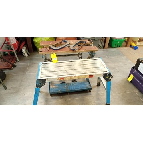 370 - Work bench, G clamps, axe & step