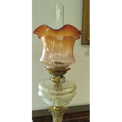 9 - Antique column Victorian oil lamp