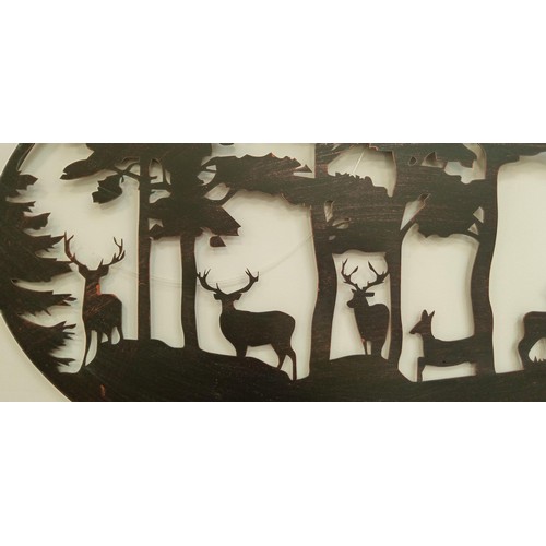 15 - Metal forest and deer scene wall hanging