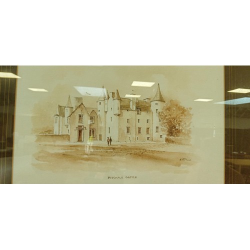 20 - Framed ink and watercolour of Pitcaple Castle by M McShane