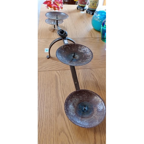 34 - Blacksmith style large 4 candle holder