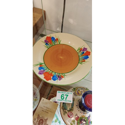 67 - Claris Cliff bizarre range crocus hand painted side plate