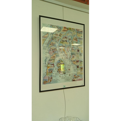 74 - Framed Illustrated journey The Firth of Clyde map