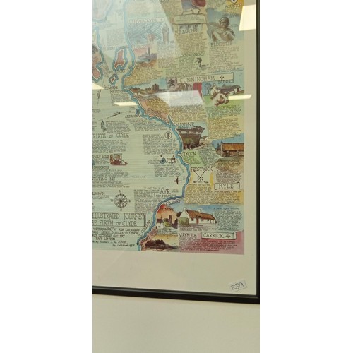 74 - Framed Illustrated journey The Firth of Clyde map