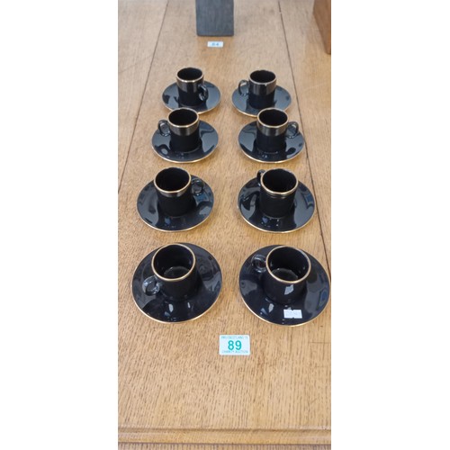 89 - Hornsea pottery 8 black and gold coffee cups