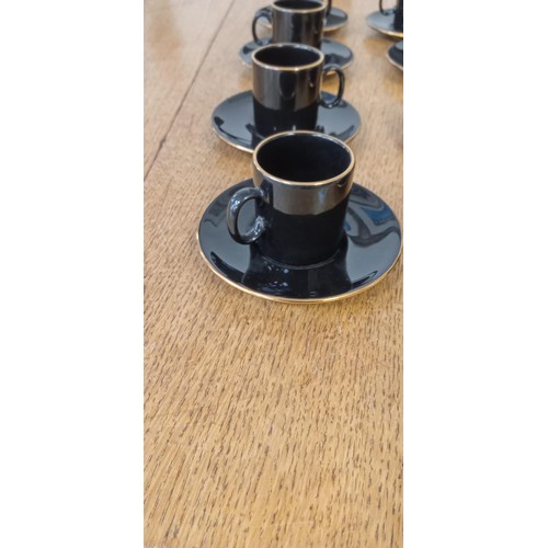 89 - Hornsea pottery 8 black and gold coffee cups