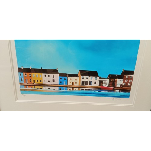 80 - Framed Limited edition 'Quayside II' by Barbara James with COA 9/295